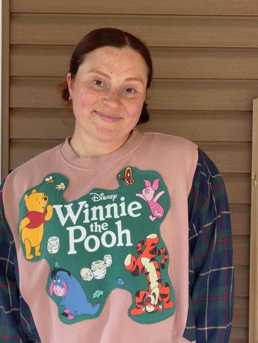 Disney Winnie the Pooh Dusty Pink Crewneck Sweatshirt with Character Graphic